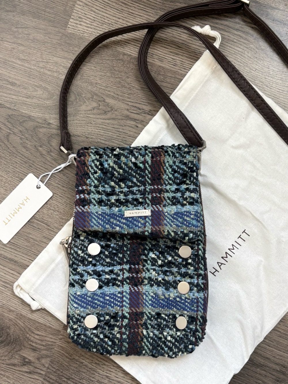 NWT | Hammitt | VIP Mobile Crossbody Bag | Blue Woven Waltz | Dust Bag
